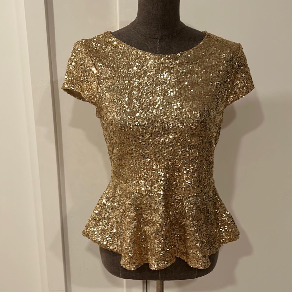 Bebe gold sequin blouse